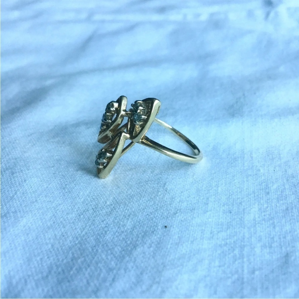 14K SOLID GOLD VS DIAMOND ESTATE LARGE ART DECO MODERN RING - Picture 6 of 10